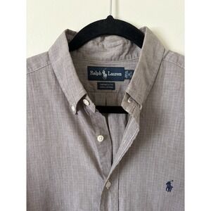 Ralph Lauren Men's ShortSleeve ButtonDown YarmouthCotton Brown Shirt SzL